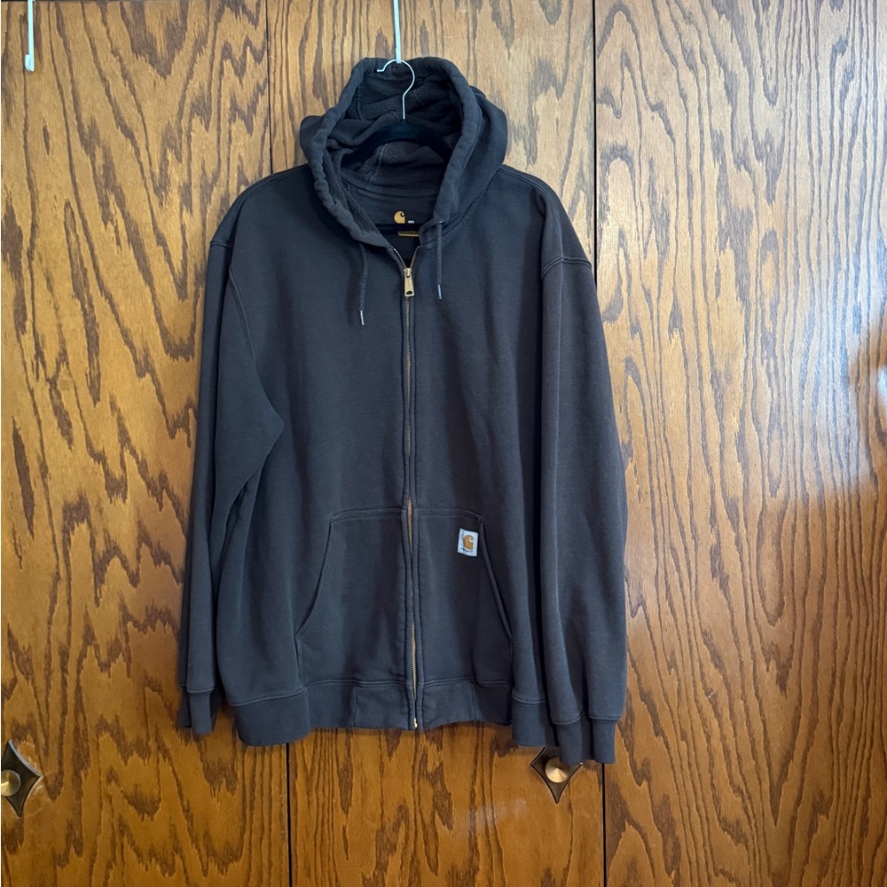 Carhartt Original Fit Zip Up Hoodie Brown 2XL Workwear Heavyweight